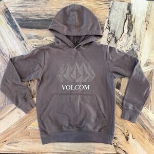 Volcom Stone True To This Boys Hoodie Brown M/10Y Pullover Skateboard Streetwear